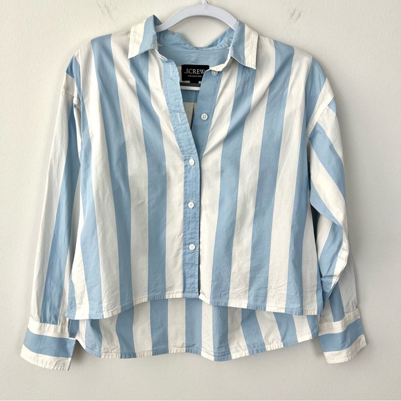 J. Crew Tops - J. Crew Collection Relaxed Fit Cropped Button Down Shirt in Barlow Stripe
